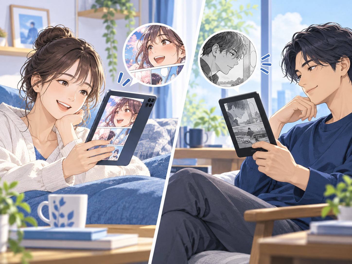 漫画はKindleアプリと専用端末のどちらで読む？のイメージ